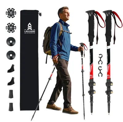 Obrázek produktu pro Teleskopické turistické hole, lehké hliníkové, nastavitelné od 65 do 135 cm, vhodné pro turistiku