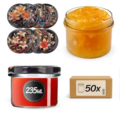Productafbeelding van Inmaakpotten Glas - Voorraadpotten Kleine - Voedsel n - Met Schroefdeksel - 235 ml 50 stuks - Transparant