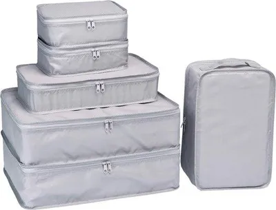 Produktbild von Famanu Kofferorganizer mit 6 Packwürfeln und Schuhbeutel - Grau