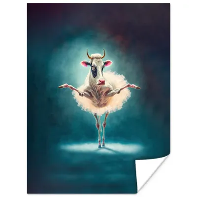 Produktbild von MuchoWow® Poster Kuh - Rock - Ballett - Tiere - Porträt 120x160 cm - Wandbilder