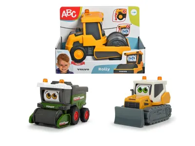 Produktbild von Dickie Toys 203812002 Happy Rolling Eyes, Fahrzeug mit beweglichen Augen fr Kleinkinder, Fendt Mhdrescher, Volvo Walze, Liebherr Bulldozer, 3 versch. Modelle, 16cm