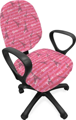 Produktbild von ABAKUHAUS Eiffel Bürostuhl Schonbezug, Valentinstag Inspired, dekorative Schutzhülle aus Stretchgewebe, Rosa, Weiß, Schwarz
