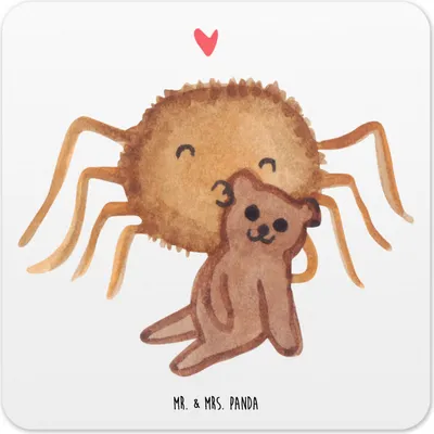 Produktbild von Mr. & Mrs. Panda Untersetzer für Gläser Spinne Agathe Teddy 10er Set - Weiß - Geschenk, Coaster, Dankeschön, Verliebt, Freundschaft, Liebesbeweis, Tischuntersetzer, Tisch