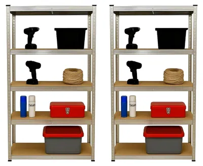 Produktbild von 2er Set Schwerlastregal mit 500 kg Tragfähigkeit 180x90x40 cm