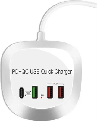 Produktbild von 4 Ports Usb Ladegerät Hub Adapter Pd20w Qc3.0 Quick Charge Multi-Port-Leistung für Handy Tablet US-Stecker
