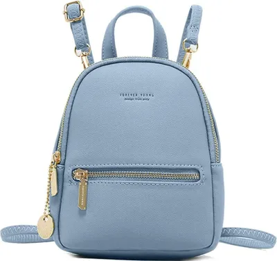 Produktbild von Damen Rucksack, Damen Kunstleder Mini Rucksack Reisen Klein Rucksack, Kluge Wahl für Elegante Damen (Blau)