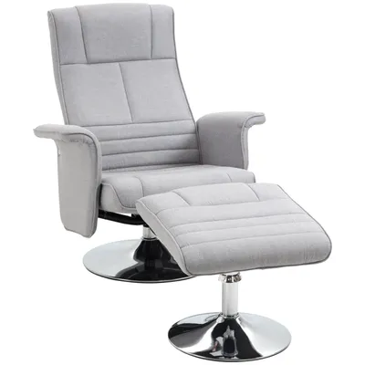 Produktbild von Massagesessel mit Fußhocker Elektrischer Fernsehsessel mit Liegefunktion, Fernbedienung, Leinenoptik, Stahl, 78x95x88cm