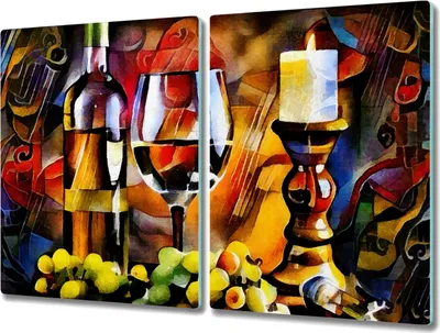 Produktbild von Coloray Hackbrett Herdabdeckplatte 2x40x52 cm Küchenbrett Kochplattenabdeckung Schneidebrett - Alkohol Trauben