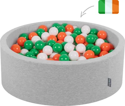 Obrázek produktu pro KiddyMoon Ball Pool s barevnými kuličkami 90X30cm/200 kuliček ∅ 7Cm pro kojence děti kulaté, Irsko:zelená/bílá/oranžová