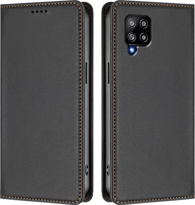 Produktbild von Handyhülle für Samsung Galaxy A42 5G, Kunstleder Klapphülle Stoßfeste Magnetische Hülle mit Ständer Schwarz