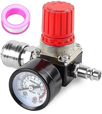 Produktbild von Famanu Druckregler für Druckluft mit Druckschaltventil und Manometer - 120 PSI