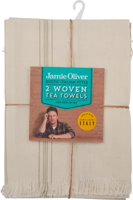 Produktbild von Jamie Oliver Rustic Italian Geschirrtücher-Set, 2-tlg., Geschirrtuch, Geschirrhandtuch, Küchenhandtuch, Baumwolle, Pistaziengrün Gestreift, 50 x 70 cm, 544648