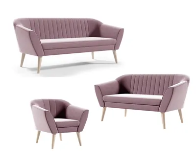Produktbild von Wohnzimmerset 3 Sitzer 2 Sitzer Sofa + Sessel Couchgarnitur 321 Samt Rosa