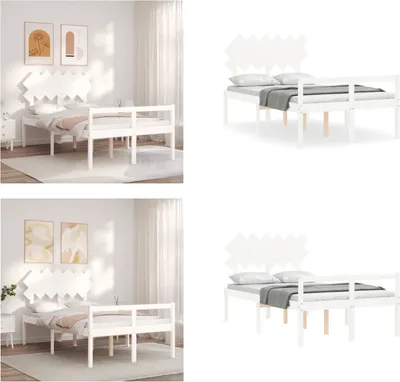 Produktbild von vidaXL Seniorenbett mit Kopfteil Weiß Massivholz - Seniorenbett - Seniorenbetten - Bett Für Senioren - Betten Für Senioren