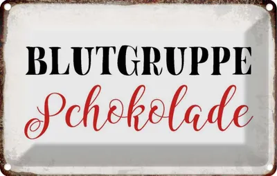 Produktbild von vianmo Blechschild 12x18 cm Blutgruppe Schokolade Essen Trinken