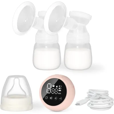 Produktbild von Elektrische Milchpumpe Handsfree, Doppelmilchpumpe mit LED-Touch, 3 Modi, geräuscharm und BPA-frei, 180ml