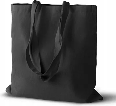 Zdjęcie produktu dla Czarna torba bawełniana Large 38×42 cm – ekologiczna torba na zakupy 220 g z długim uchwytem