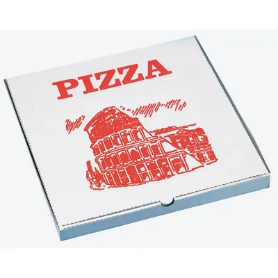 Produktbild von PAPSTAR Pizzakarton eckig 300 x 300 x 30 mm weiß/rot 100 Stück