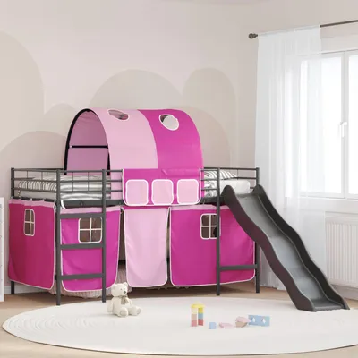 Immagine prodotto di Maison Exclusive - Letto a castello per bambini nero e rosa 100 x 200 cm in metallo
