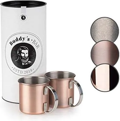Produktbild von Famanu Moscow Mule Becher Set - 450 ml Edelstahl-Cocktailbecher mit Geschenkbox