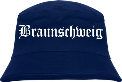 Produktbild von Braunschweig Fischerhut - Dunkelblau - Altdeutsch - bedruckt - Bucket Hat Anglerhut Hut S/M Dunkelblau
