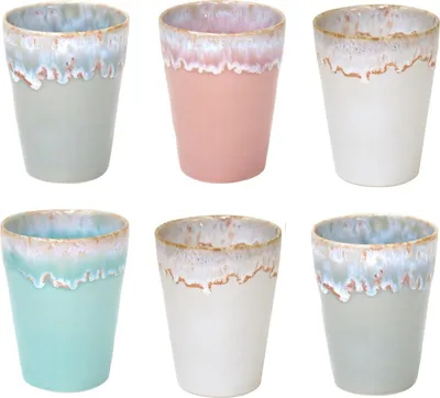 Produktbild von Costa Nova Latte Macchiato Tasse 38cl – Grespresso – Steingut – Set mit 6 Stück in 4 Farben – Soft Touch – 9,5 cm Ø x H 11 cm – 6 Stück