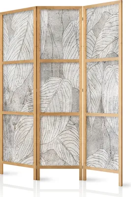 Produktbild von Paravent Blätter 135x171 cm - 3-teilig - einseitig - eleganter Sichtschutz - Raumteiler - Trennwand - Raumtrenner - Holz - Design Motiv - Deko - Japan b-C-0813-z-b