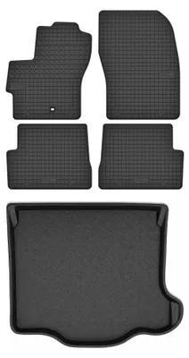 Productafbeelding van Rubberen automatten + kofferbakmat voor Mazda 3 I BK 2003-2009 (sedan) – 5-delig, zwart, op maat – Wielganizator
