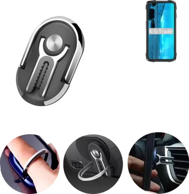 Produktbild von K-S-Trade 3in1 Smartphone-Ring Handy-Ring kompatibel mit Cubot KingKong 7 Fingerhalterung  Handyring Tischständer Lüftungsgitter-Halterung Tisch