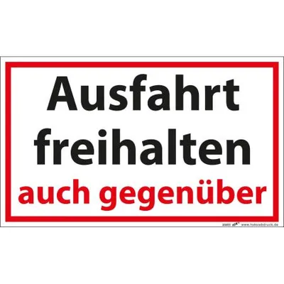 Produktbild von Verbotsschild Schild - Ausfahrt freihalten auch gegenüber - Gr. ca. 25 x 15 cm - 309855