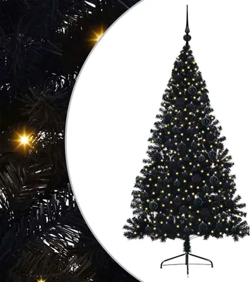Produktbild von vidaXL Künstlicher vorbeleuchteter Weihnachtsbaum Schwarz 180 cm PVC