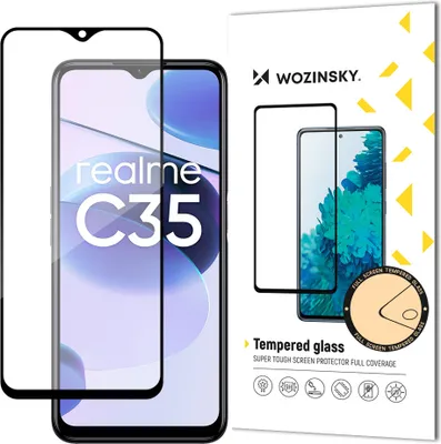Produktbild von Wozinsky Super Hart Voll Kleber Gehärtetes Glas Für Vollbild Mit Rahmen Fall Freundlich Realme C35 Schwarz