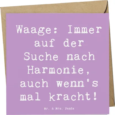 Produktbild von Mr. & Mrs. Panda Grußkarte Spruch Waagen Harmonie - Lavendeltraum - Geschenk, Geschenke Sternzeichen, doppelkarte, Lebensausgleich, Tierkreiszeichen, Klappkarte, Ästhetik