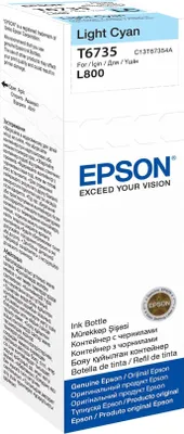 Zdjęcie produktu dla Epson T6735 Light Cyan ink bottle 70ml, Oryginalny, Jasny cyjan, Epson L800, Standardowa wydajność, Druk atramentowy, Indonezja
