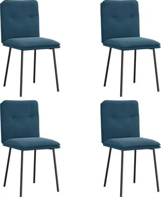 Produktbild von vidaXL Esszimmerstühle 4 Stk. Blau Samt