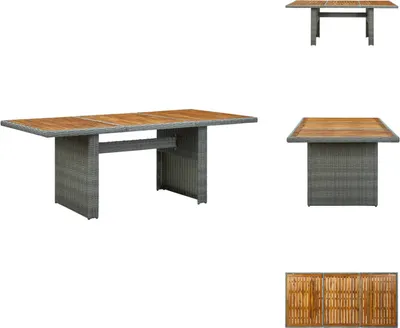 Immagine prodotto di vidaXL Tavolo da giardino grigio chiaro in poly rattan e legno massiccio di acacia - Tavoli da giardino