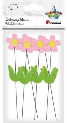 Produktbild von 3D-Filzblumen-Dekorationen auf Draht, 6 Stück