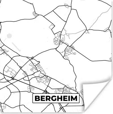 Produktbild von MuchoWow® Poster Karte - Stadtplan von Bergheim - Stadtplan 50x50 cm - Wohnzimmerdekoration