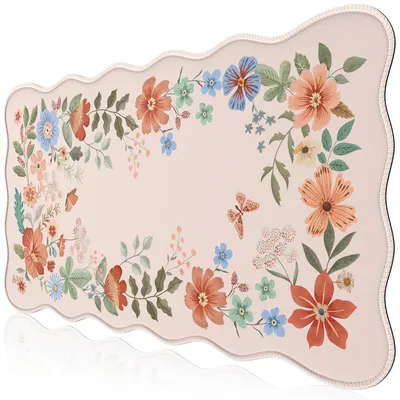 Image de Grand tapis de bureau XXL avec bords cousus, couleur rose
