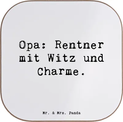 Produktbild von Mr. & Mrs. Panda Personalisierter Bierdeckel Opa Rentner - Weiß - Geschenk, Lächeln, Familie, Liebe, Personalisierte Glasuntersetzer, Verwandte, Dankbarkeit, Untersetzer