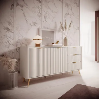 Immagine prodotto di Halilala - Credenza, 163x38x81h cm Beige, 3 Cassetti