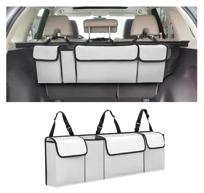Image de Organisateur de coffre pliable, étanche, en tissu Oxford, avec 4 poches, couleur blanc ou gris
