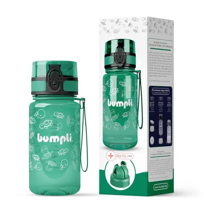 Produktbild von Famanu Trinkflasche für Kinder, 350 ml, mit em Trinkdeckel, auslaufsicher, BPA-frei, leicht und robust