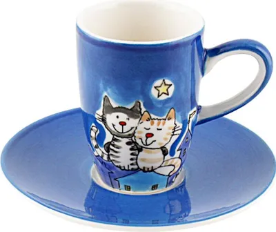 Produktbild von Mila Keramik Espresso-Tasse mit Untere NachtKatzen