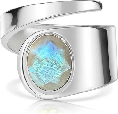 Produktbild von MATERIA by Matthias Wagner Edelstein Damenring Mondstein 925 Sterling Silber 54 56 58 SR-97, Ringgrößen:58 (18.5mm Ø)