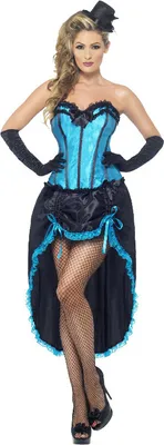 Produktbild von Burlesque Tänzerin Kostüm, Blau, mit Korsett und einstellbarem Rock