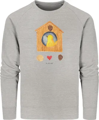 Produktbild von Mr. & Mrs. Panda Baumwoll Sweatshirt Vogel Haus Größe L - Heather Grey - Geschenk, Wohnung, Familie, Pullover, Vögel, Lustige Sprüche, Vogelhaus, Sweater, Castle, Pulli