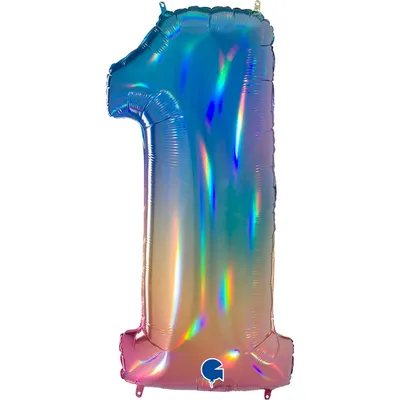 Produktbild von Riesenzahl Folienballon 40"/102cm | Regenbogen Zahl: 1