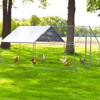Produktbild von zooprinz Hühnervoliere Metall | mit Sonnendach | Erdanker | 400x300x195cm | Wetterfest | UV-Beständig