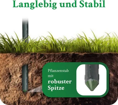 Immagine prodotto di Novatool 5 bastoni per piante 60 cm verde Diametro 8 mm bastoni per arrampicata in metallo plastificato aiuto per arrampicata bastoni per pomodori porta fiori